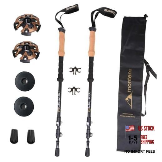 Carbon Fiber Trekking Poles – Ultralight 3K Hiking Poles, Collapsible & Black