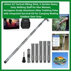 G2 Tactical Hiking Stick – 5-Section Adjustable Trekking Poles with Survival Kit
