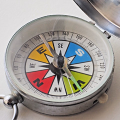 Vintage YCM Pocket Compass Made in Japan Working Needle Stopper Flip Lid Case