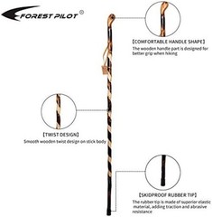Dark Brown Wood Walking Cane 55″ – Hand Strap & Rubber Tip