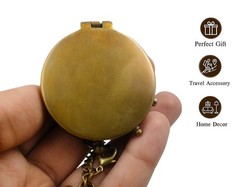 Brass Pocket Compass Antique Nautical Replica Leather Case 45mm