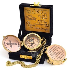 Trust in The Lord with All Your Heart – Proverbs 3: 5-6 Quote Engraved Compas…