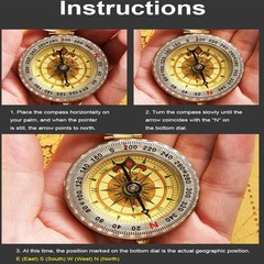 Camping Survival Compass for Hiking,Small Golden Pocket Compass for Kids,Glow in