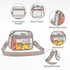 Clear Bag for Stadium Events Clear Sports Fan Handbags Purses with Small Khaki