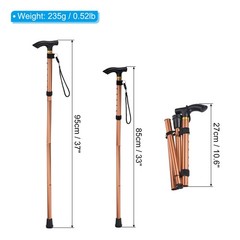 2Pcs Trekking Poles, Collapsible Hiking Pole 33-37 Inch Aluminum Alloy Brown