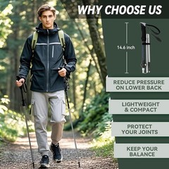 Lightweight Collapsible Hiking Poles Retractable Trekking Sticks Adjustable Grip