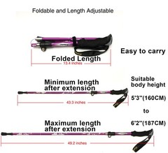 Aluminum Collapsible Ultralight Travel Trekking Hiking Pole for Men and Women…