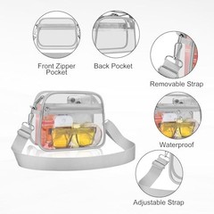 Clear Bag for Stadium Events Clear Sports Fan Handbags Purses Medium Silver