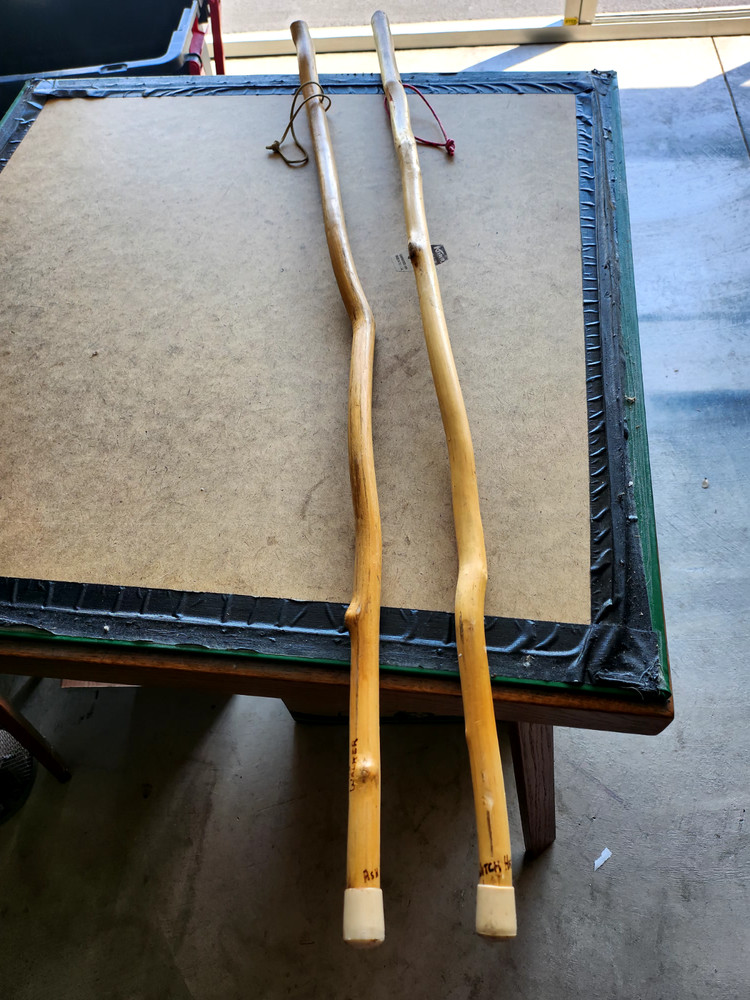 Pair of Vintage 48″ Bamboo Hiking Walking Sticks (RB)