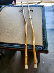 Pair of Vintage 48″ Bamboo Hiking Walking Sticks (RB)