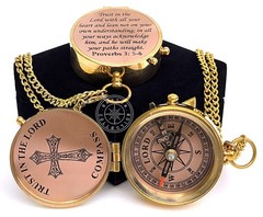 Trust in The Lord with All Your Heart – Proverbs 3: 5-6 Quote Engraved Compas…