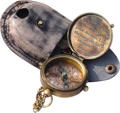 Brass Engraved Compass ”Go Confidently in The Direction of Your Dreams – Henry