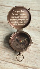 Brass Compass Engraved with Let Your Heart be Your Compass Quote, Gift Compasses