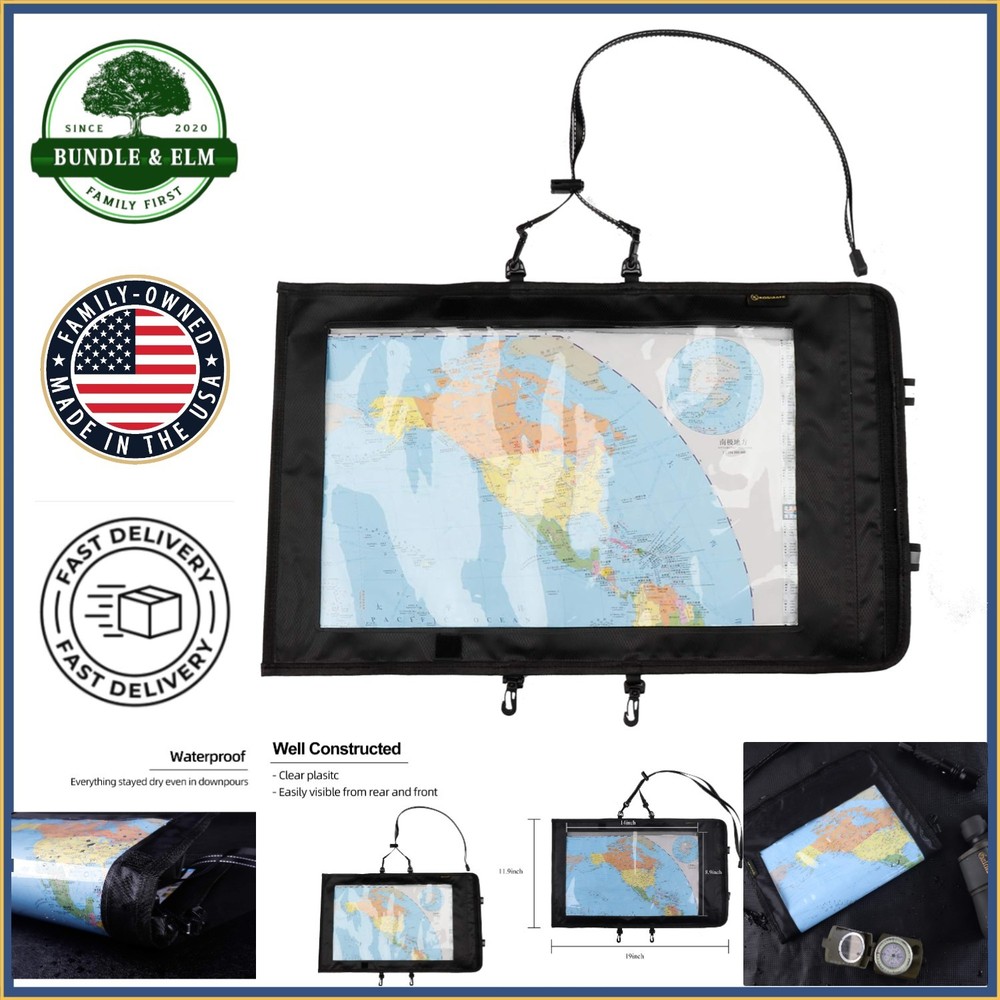 Waterproof Hiking Map Case with Clear Window and Removable Carry Strap