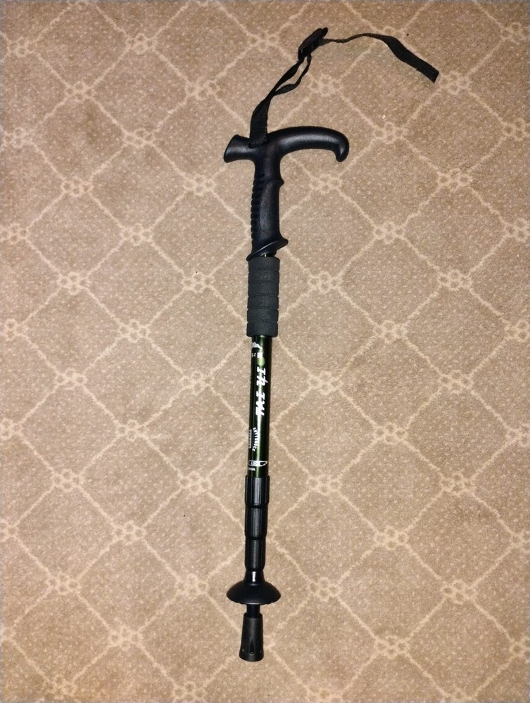 Adjustable Telescopic Aluminum Trekking Pole Black Foam Grip Rubber Tip Hiking