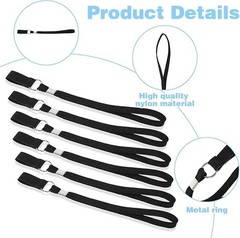 JIEYAO 6Pcs Walking Cane Wrist Strap Replacement Black Elastic Trekking Pole