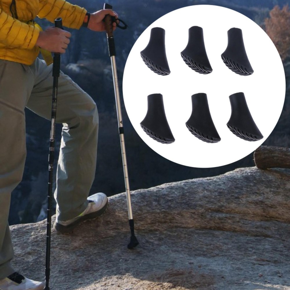 6Pcs Trekking Poles Tips Cane Caps Cover Protectors Climbing Hiking End Tip