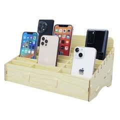 Grids Cell Phone Holder Classroom Pocket Chart Organizer,Wooden Storage Box 24