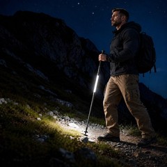 LED Trekking Pole USB-C Rechargeable White Red Light Tactical Emergency Phone…