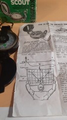 Vintage Engineers’ Lensatic Compass For Scouts PLASTIC CASE – BOX AND PAPERS