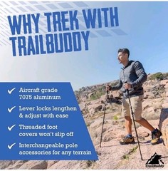 TrailBuddy Adjustable Hiking Poles Trekking Sticks Beetle Red NEW