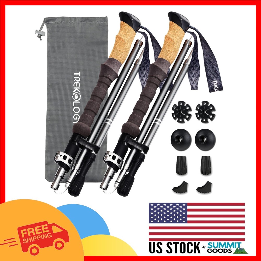 Adjustable Height Trekking Poles with Cork Grip – Perfect for Hikers & Travelers