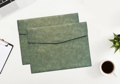 2 Pack PU Leather A4 File Folders Document Holder Waterproof Light Green