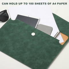 PU Leather A4 File Folder, Document Holder Filing Organizer Portfolio 1 Green