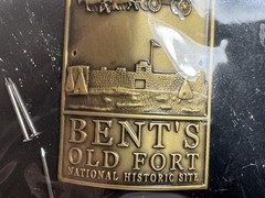 Vintage Bent’s Old Fort Hiking Staff Medallion • Bronze • Unopened • 1990’s