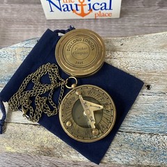 Antique Finish Brass Pocket Sundial Compass w/ Screw On Lid – Nautical Style