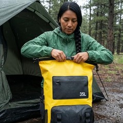 100% Waterproof Roll-Top Dry Bag Backpack with Front Splash-Proof Yellow-black