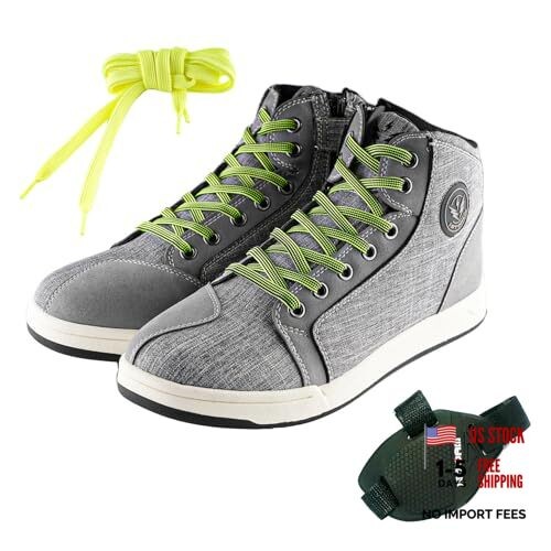 Men’s Motorcycle Boots Rider Racing Hiking Trekking Outdoor Boots 10 Hw001 Gray