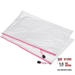 Pink A3 Size Plastic Zipper Bags – Mesh File Pouch – A3 Size