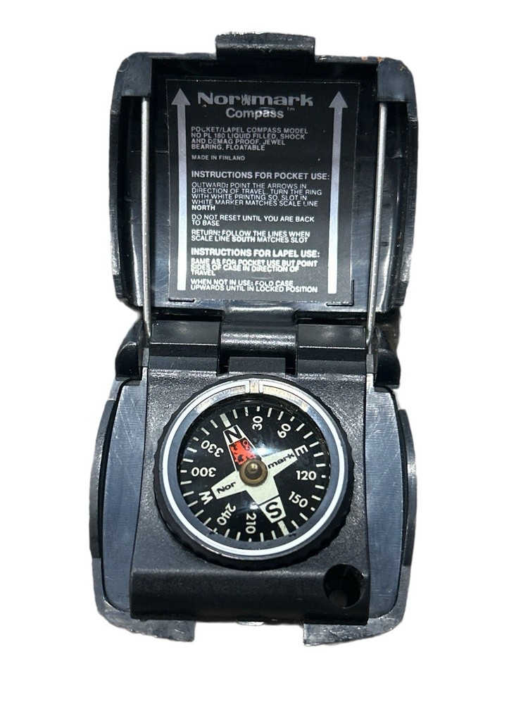 Normark PL 180 Black Pocket Compass Floatable Shock Proof Hiking Jewel Bearing