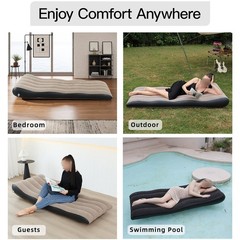 Amphibious Inflatable Lounge Chair Plush Outdoor Single Sofa 175x74x29cm