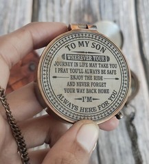 To My Son Compass Personalized Engraved Compass with Leather Case/ Gift for Son
