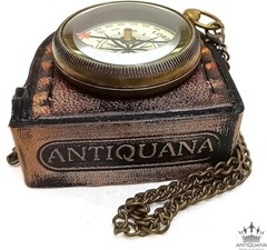 Compass with Authentic Leather Case Brass Compass Directional Compass