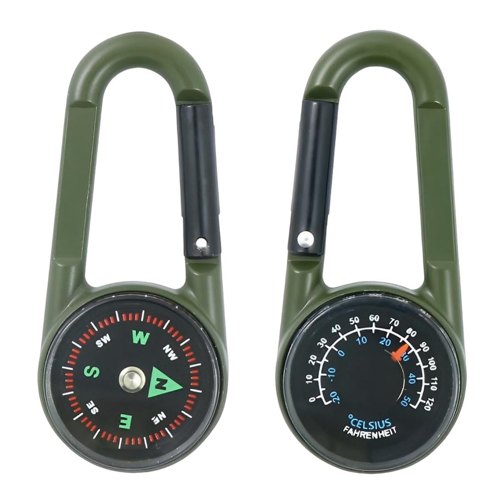 Compass With Carabiner Hook Thermometer Multifunctional Portable Metal Carabi…