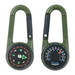 Compass With Carabiner Hook Thermometer Multifunctional Portable Metal Carabi…