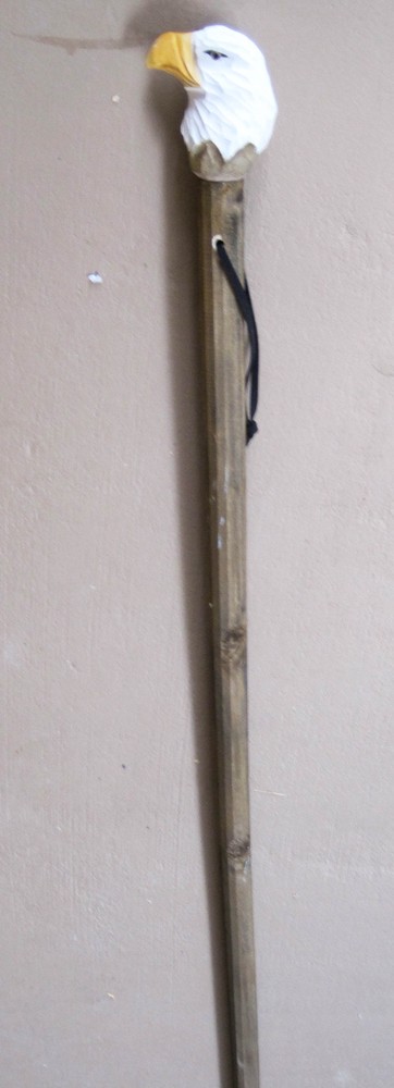 Hand Carved Wood Eagle 5 ft walking stick Agave strong light weight
