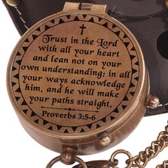 Trust in The Lord – Proverbs 3:5-6 Engraved Brass Pocket Compass, Baptism Gif…