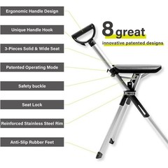 Step2Gold Ta-Da Chair Series 2 Walking Cane Foldable Chair 36.2″ Black 12092