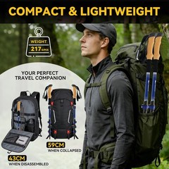 Carbon Fiber Lightweight Collapsible Trekking Poles with Cork Grip, 2 PCS