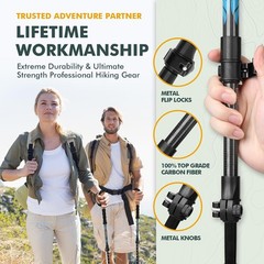 TPC 100% Carbon Fiber Hiking Poles, Telescopic Retractable Nordic Trekking