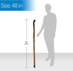 RMS Nature Wood Walking Stick – Wooden Hiking Stick and Trekking Pole with Leath