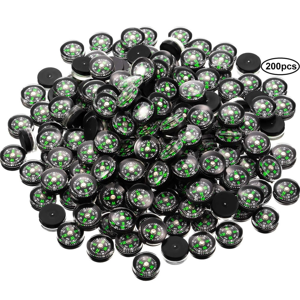 200Pcs Mini Pocket Button Compass for Hiking Camping Boating Watch Band Paracord