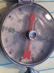 VINTAGE JAPANESE COMPASS JAPAN – LIQUID FILLED – CHROME AND GLASS – WITH ARROW