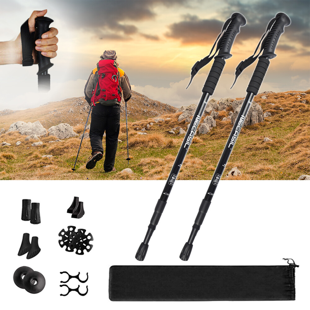 2x Trekking Poles Walking Hiking Sticks Adjustable Nordic Anti-shock Alpenstock