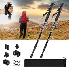 2x Trekking Poles Walking Hiking Sticks Adjustable Nordic Anti-shock Alpenstock