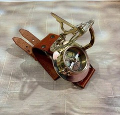 Sundial Compass Watch with Leather Strap – Brass Working Compass Travel Gift